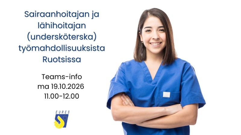 Hymyilevä sairaanhoitaja.