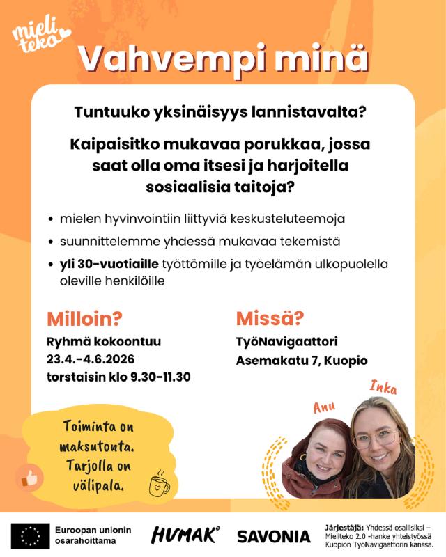 Vahvempi minä ryhmän kuva, tekstissä kerrottu sisältö.