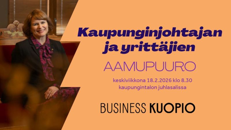Kaupunginjohtajan ja yrittäjien aamupuuro kaupungintalon juhlasalissa. Business Kuopio. Kuvassa kaupunginjohtaja Soile Lahti.