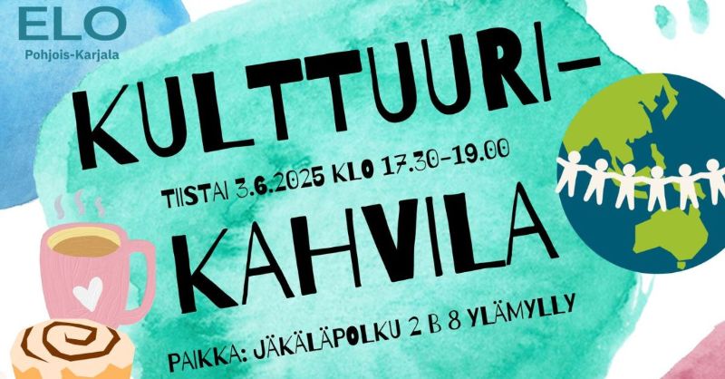 Kulttuurikahvila tiistai 3.6.2025 17.30-19.00. Paikka Jäkäläpolku 2 b 8 Ylämylly.