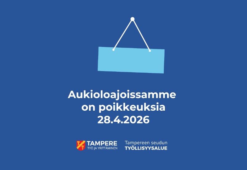 Teksti: Aukioloajoissamme poikkeuksia 28.4.2026.